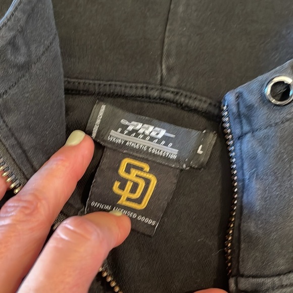 PRO STANDARD SAN DIEGO PADRES Black Zip-Up Hoodie with Embroidered Logo L - Picture 5 of 9